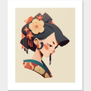 Retro Geisha Portrait Posters and Art